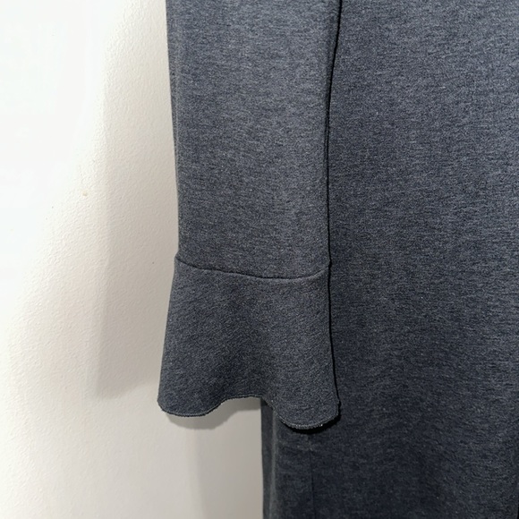 Madewell M Charcoal Gray Cotton Blend Knit Long Bell Sleeve Mini Shift Dress - Picture 9 of 15